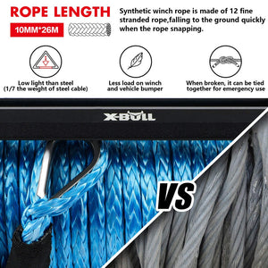 X-Bull 12V Electric Winch 12000Lbs Synthetic Rope 4Wd Jeep With Cover