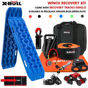 X-Bull Winch Recovery Kit With Tracks Boards Gen 3.0 Snatch Strap Off Road 4Wd Blue