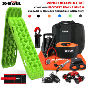 X-Bull Winch Recovery Kit With Tracks Boards Gen 3.0 Snatch Strap Off Road 4Wd Green