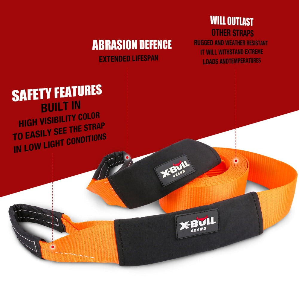 X-Bull Winch Recovery Kit Snatch Strap Off Road 4Wd With Tracks Gen 2.0 Boards Red