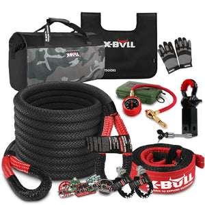 X-Bull Recovery Rope Kit Snatch Strap Soft Shackles Hitch Receiver Kinetic Tire Deflator