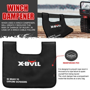 X-Bull Recovery Rope Kit Snatch Strap Soft Shackles Hitch Receiver Kinetic Tire Deflator