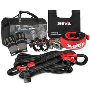 X-Bull Kinetic Recovery Rope Kit Snatch Strap Soft Shackles Hitch Receiver 4Wd 4X4