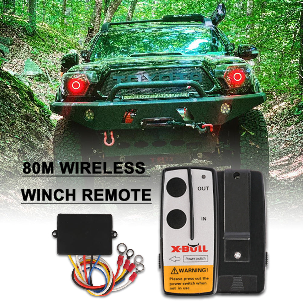 X-Bull Winch Solenoid Relay 12V 500A Controller Twin Wireless Remote 4T Block Pulley