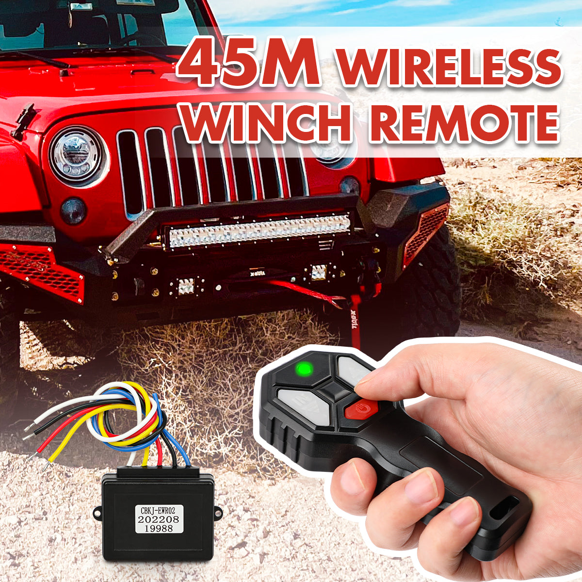 X-Bull Winch Solenoid Relay Wiring Controller 500A 12V And 150Ft Wireless Remote