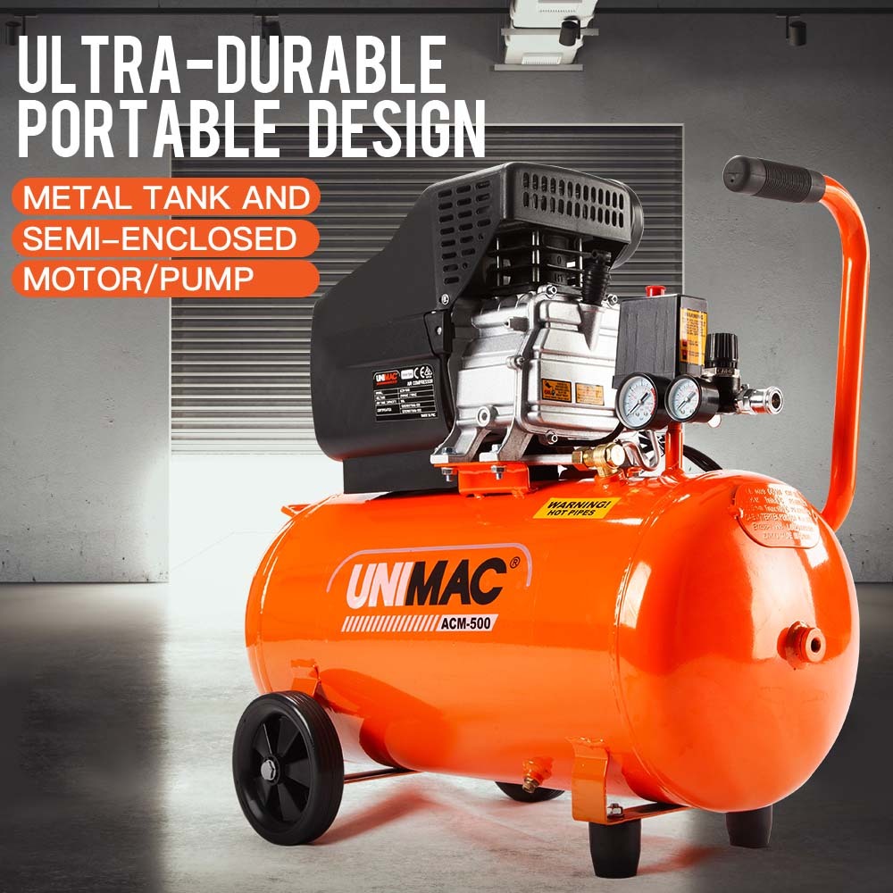 Unimac Air Compressor 50L 3Hp Electric Portable Inflator Direct Tank Pump Oil