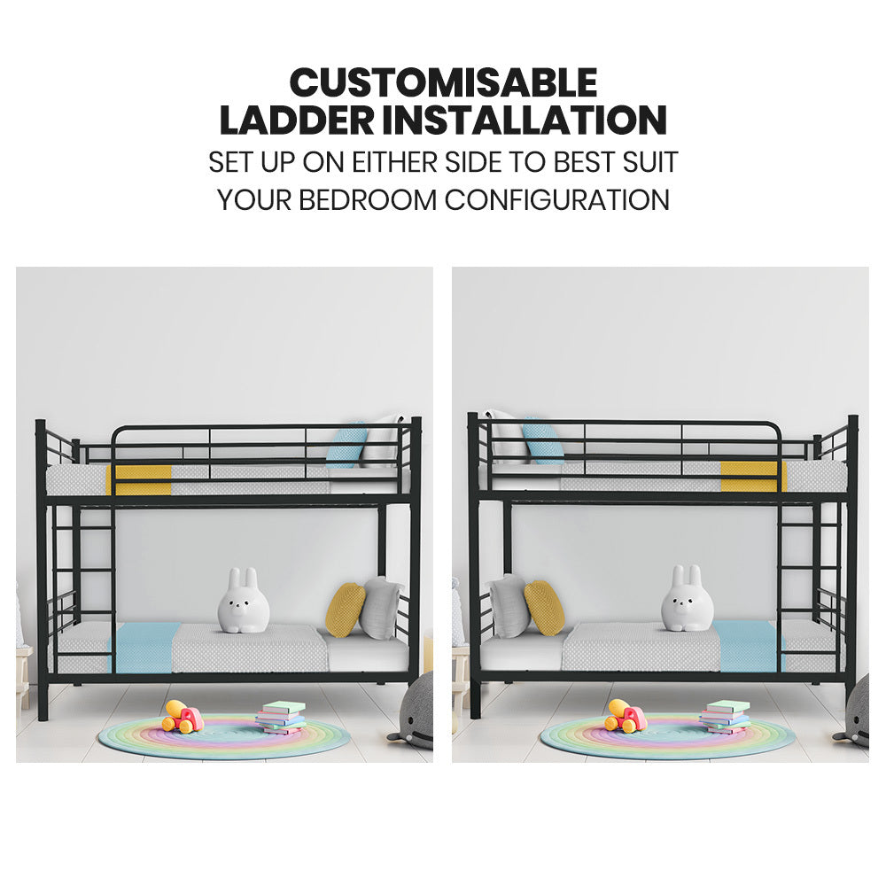 Slumber 2In1 Single Metal Bunk Bed Frame, With Modular Design, Dark Matte Grey