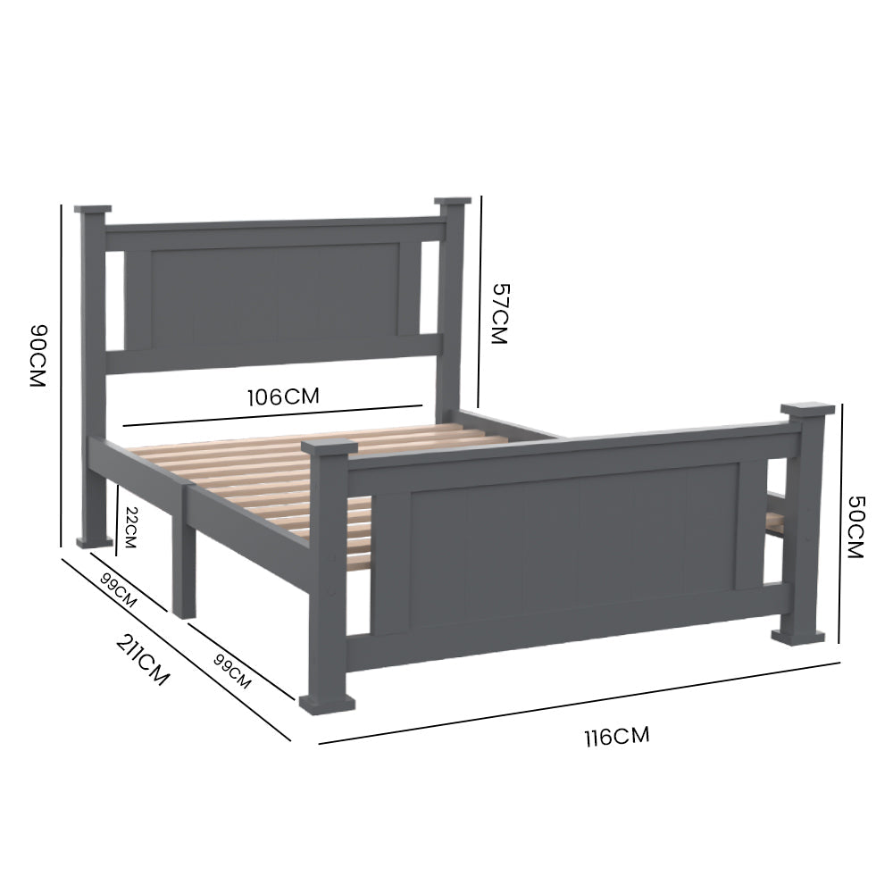 Slumber Single Wooden Timber Bed Frame Grey