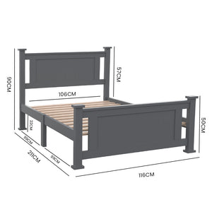 Slumber Single Wooden Timber Bed Frame Grey