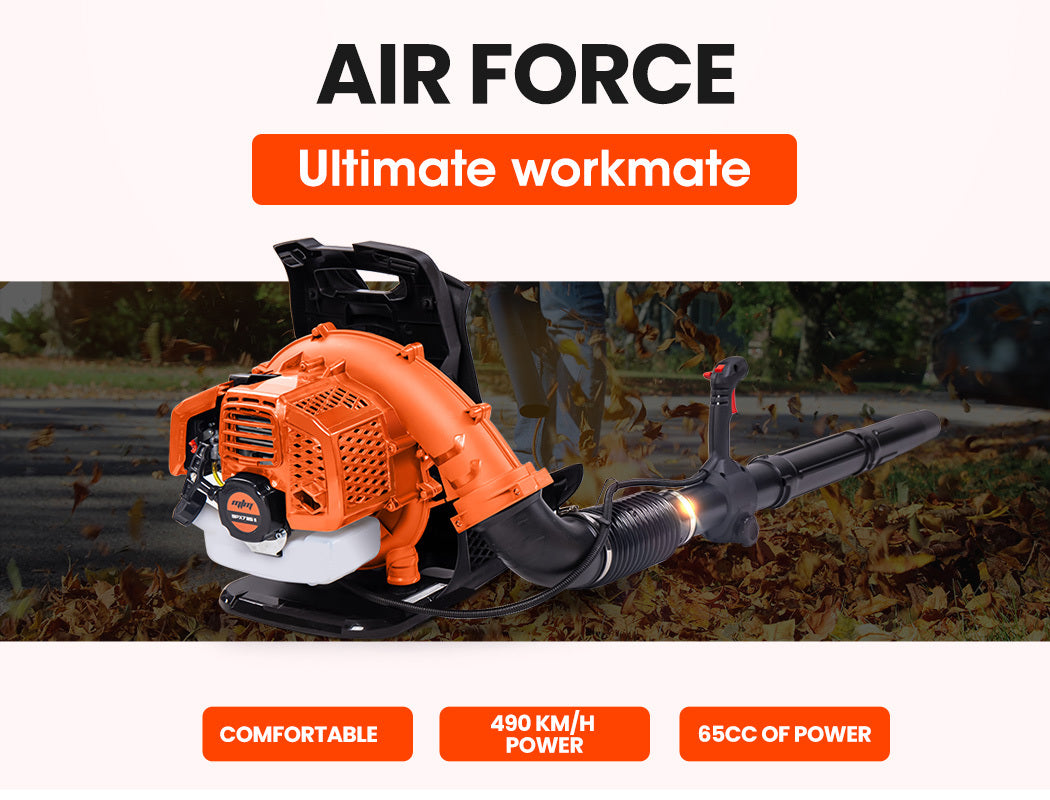 Mtm 65Cc Petrol Backpack Leaf Blower - Commercial 2 Stroke Garden Yard Tool