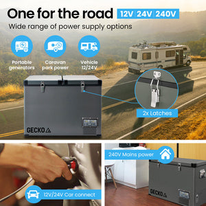 Gecko 92L Dual Zone Portable Fridge / Freezer Secop Compressor For Camping Car