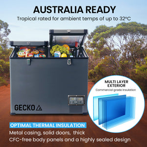 Gecko 92L Dual Zone Portable Fridge / Freezer Secop Compressor For Camping Car
