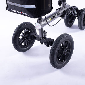 Equipmed Knee Scooter Walker, 10 Inch Tyres Dual Brakes Bag - Broken Leg Ankle Foot Mobility Crutches Alternative Titani