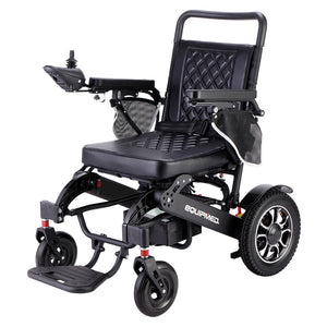 Equipmed Electric Folding Wheelchair, Folding, Long Range, Aluminium Frame, Lithium Battery, Black