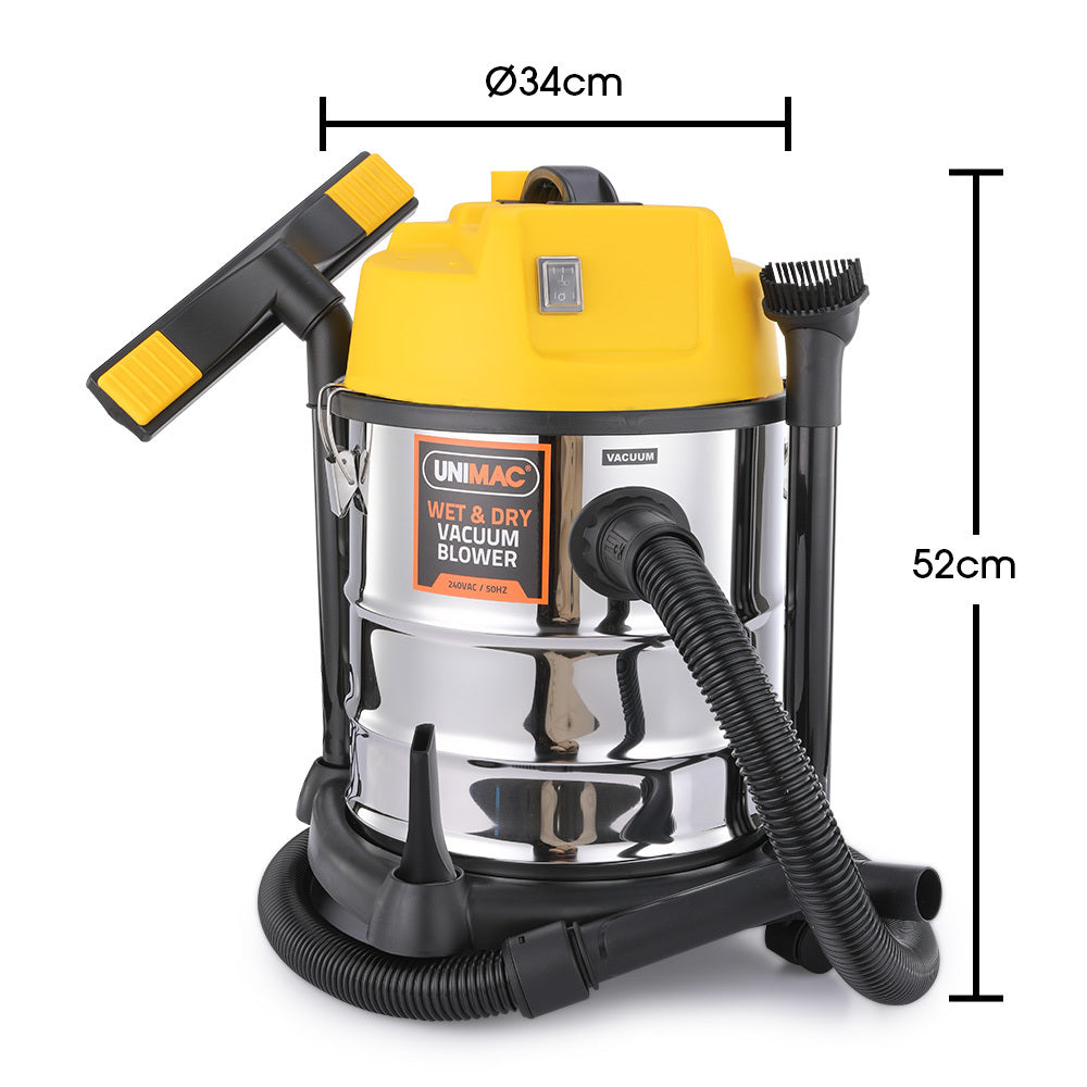 Unimac 20L 1400W Wet And Dry Vacuum Cleaner, With Blower, For Car, Workshop, Carpet