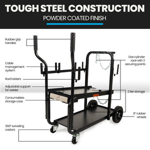 Rossi Heavy-Duty 160Kg Capacity Welding Cart Trolley With Consumables Case