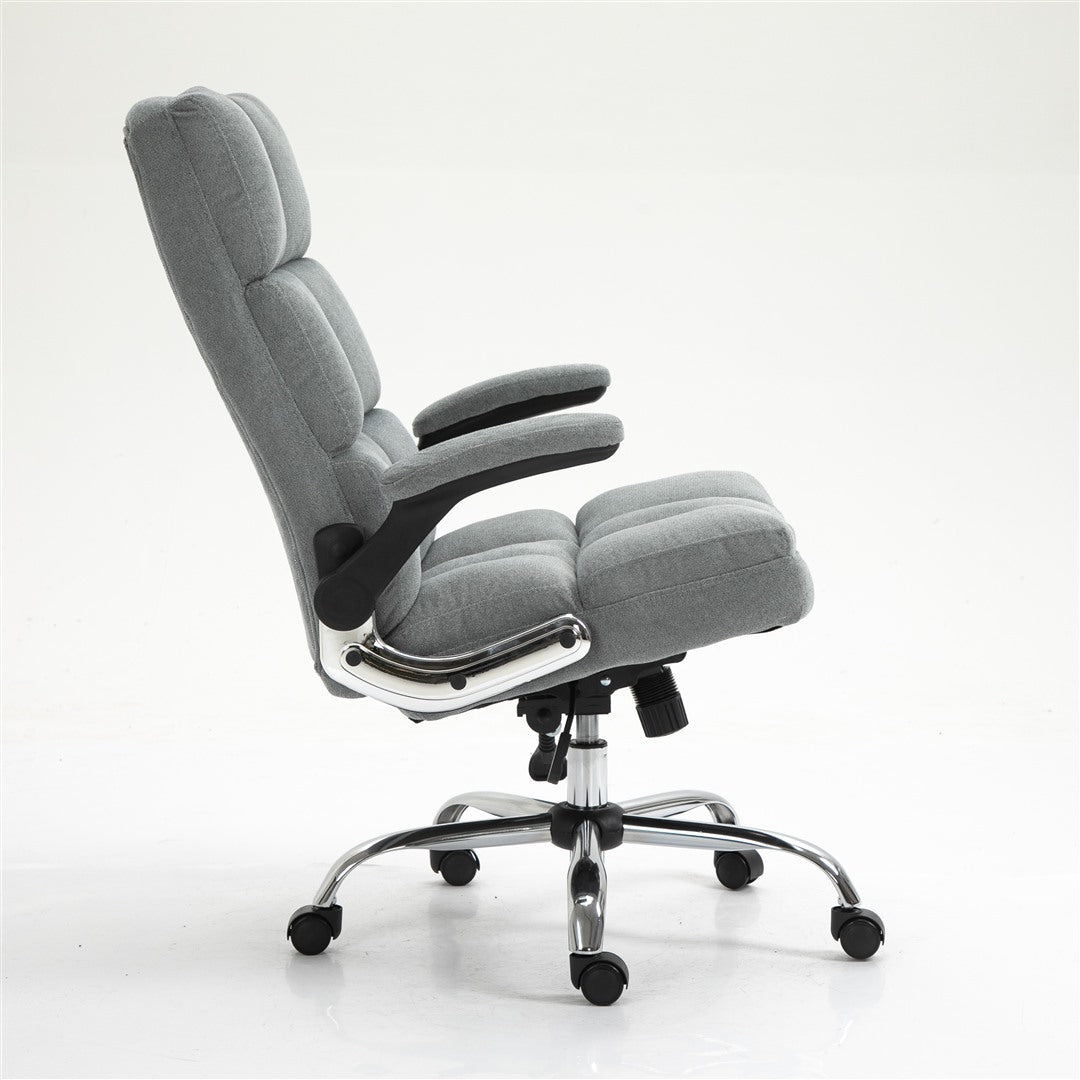 Soft Velvet Home Ergonomic Swivel Adjustable Tilt Angle And Flip-Up Arms Office Chair