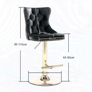 4X Height Adjustable Swivel Bar Stool Velvet Studs Barstool With Footrest And Golden Base- Beige