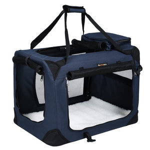 Feandrea Dog Kennel Transport Box Folding Fabric Pet Carrier 60Cm Dark Blue