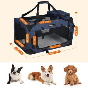 Feandrea Dog Kennel Transport Box Folding Fabric Pet Carrier 60Cm Dark Blue