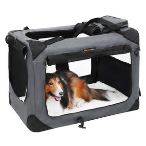 Feandrea Dog Kennel Transport Box Folding Fabric Pet Carrier 70Cm Grey