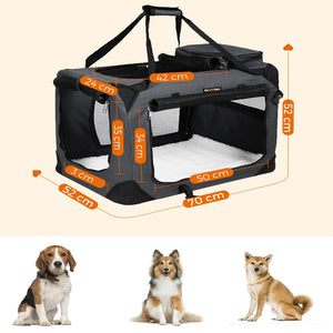 Feandrea Dog Kennel Transport Box Folding Fabric Pet Carrier 70Cm Grey