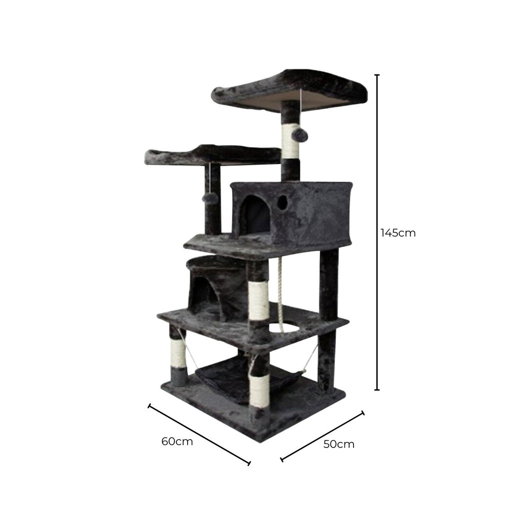 Floofi 145Cm Plush Cat Condo Tree Dark Grey Fi-Ct-156-Bj