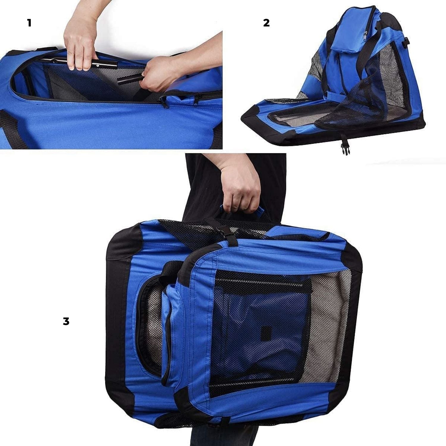 Floofi Portable Pet Carrier-Model 1-M Size (Blue) Fi-Pc-144-Kpt