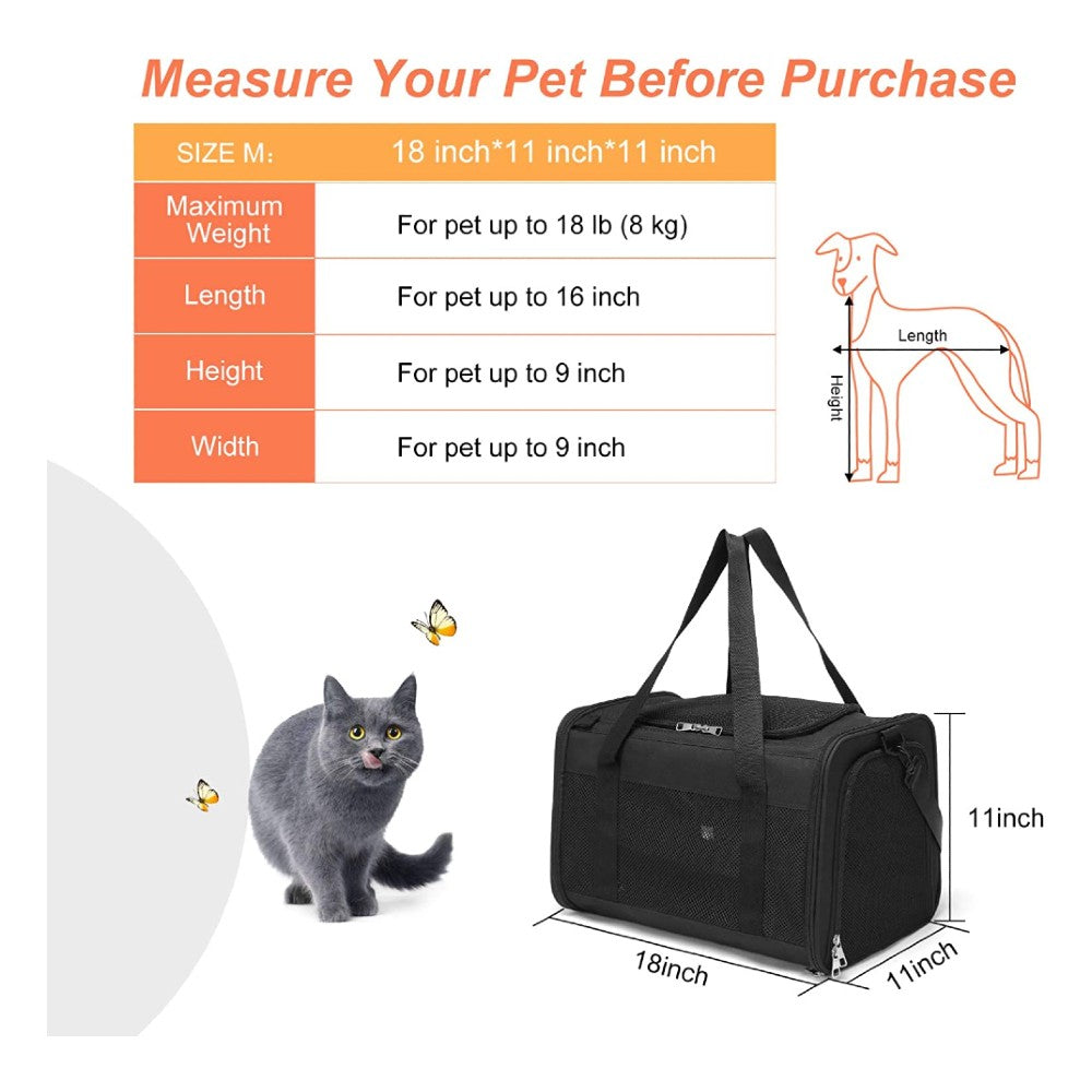 Floofi Portable Pet Carrier-M Size (Black) Fi-Pc-133-Fcq