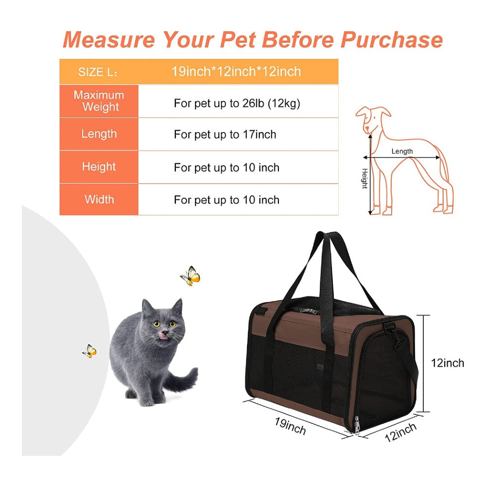 Floofi Portable Pet Carrier-L Size (Brown) Fi-Pc-139-Fcq