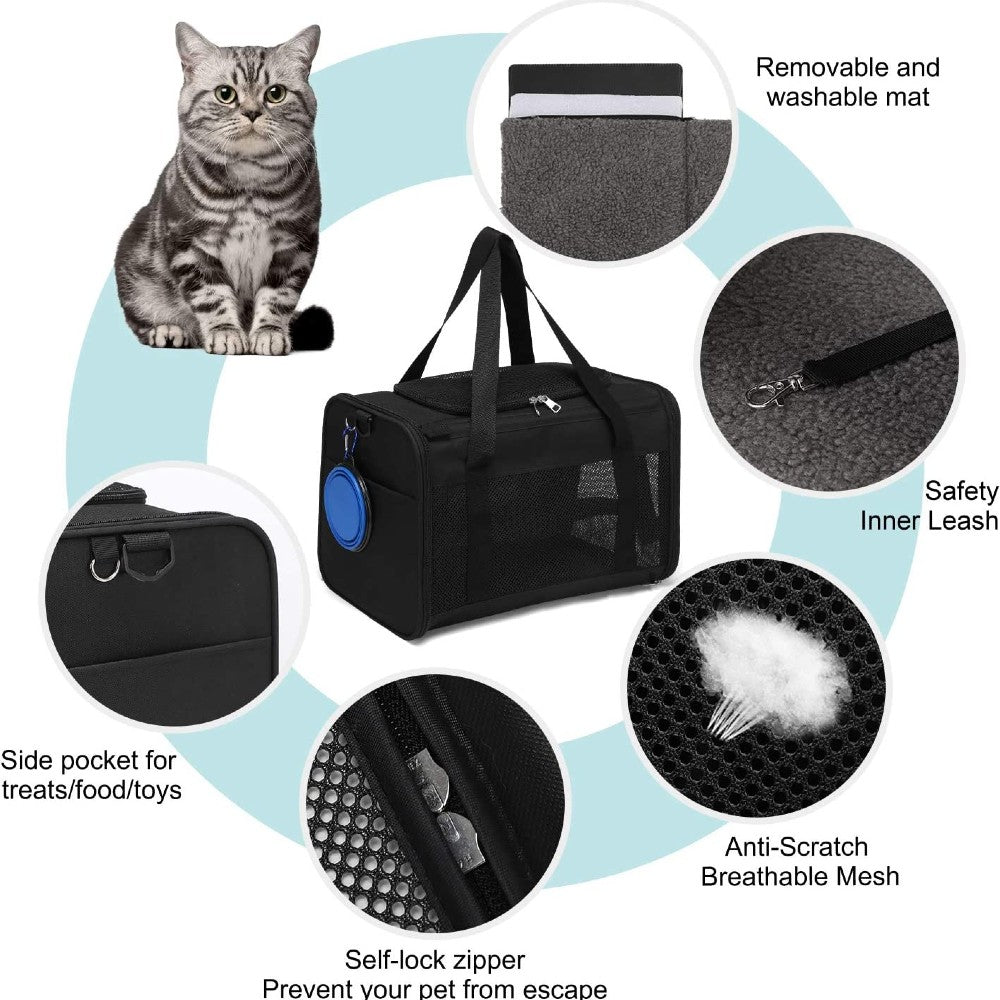 Floofi Portable Pet Carrier-L Size (Black) Fi-Pc-137-Fcq