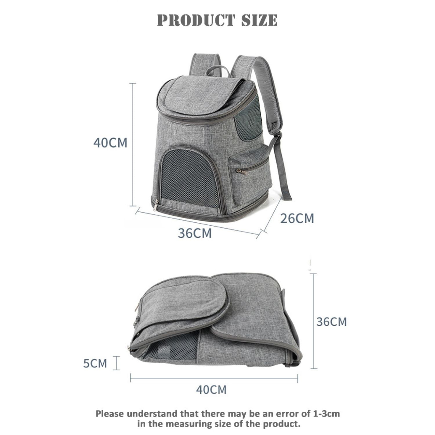 Floofi Pet Backpack -Model 2 (Grey) Fi-Bp-102-Fcq