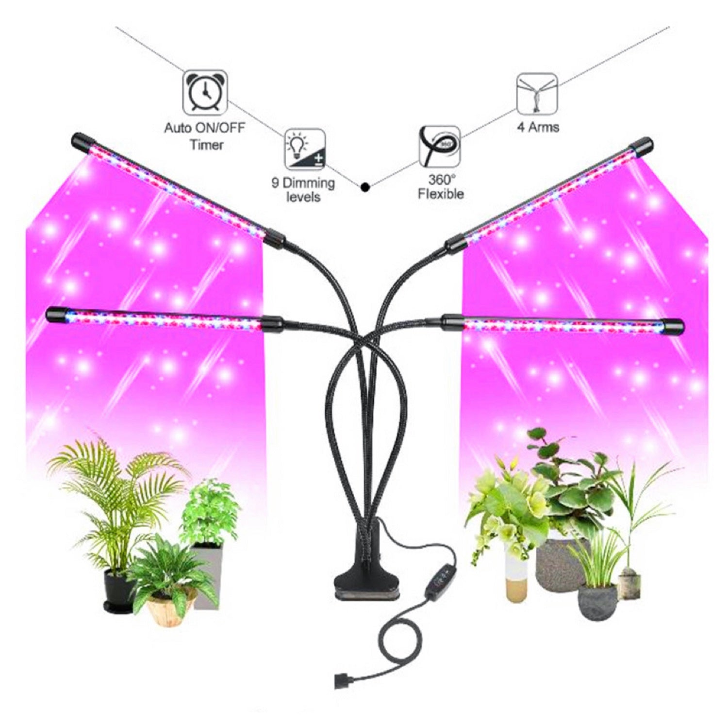 Noveden Plant Grow Light 4 Head Lamp Ne-Pgl-100-Jx