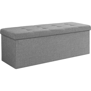 Songmics 110Cm Storage Ottoman Bench Light Grey