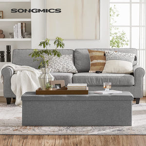 Songmics 110Cm Storage Ottoman Bench Light Grey