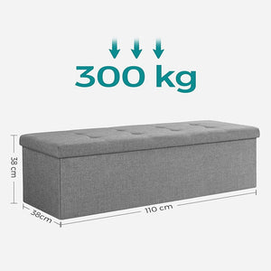 Songmics 110Cm Storage Ottoman Bench Light Grey