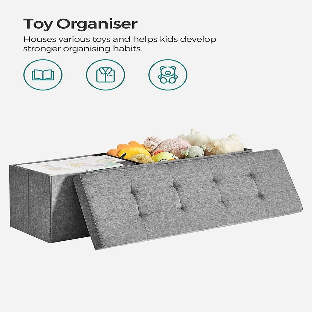 Songmics 110Cm Storage Ottoman Bench Light Grey