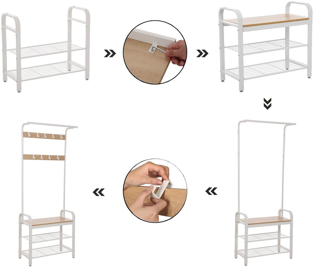 Vasagle Coat Rack Stand 175Cm White Hsr40w