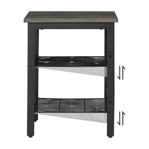 Vasagle Set Of 2 Charcoal Gray And Black Side Table With Adjustable Mesh Shelves Let024b04