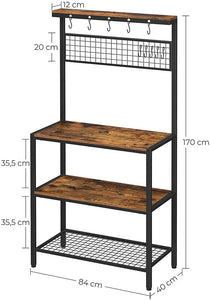 Vasagle Industrial Kitchen Baker's Rack Unit With Storage Shelves Rustic Brown Kks17bx