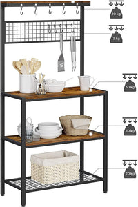 Vasagle Industrial Kitchen Baker's Rack Unit With Storage Shelves Rustic Brown Kks17bx