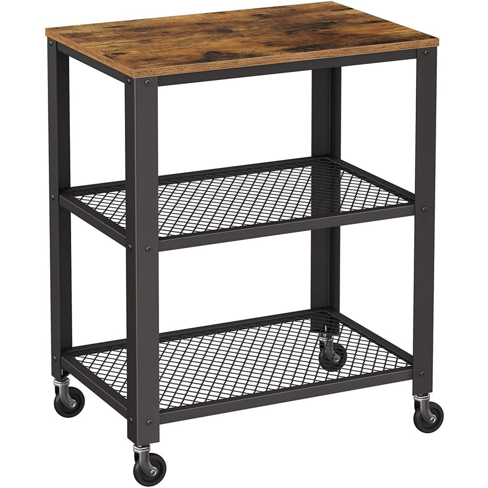 Vasagle Serving Cart Trolley Rustic Brown Lrc78x