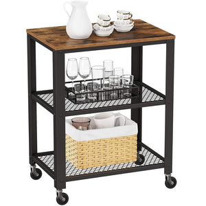 Vasagle Serving Cart Trolley Rustic Brown Lrc78x