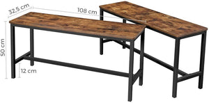 Vasagle Table Benches Set Of 2 Industrial Style Indoor Durable Metal Frame For Kitchen Dining Room Living Rustic Brown K