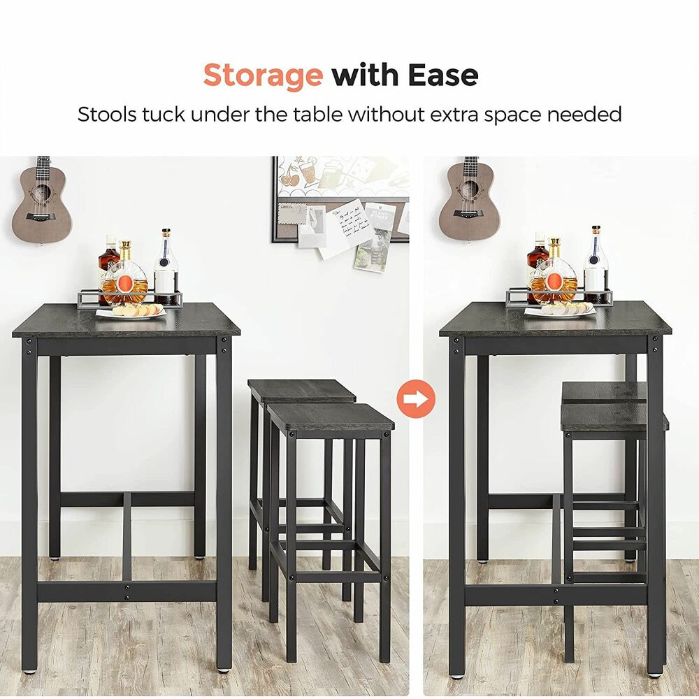 Vasagle Bar Stools Set Of 2 Chairs Charcoal Gray Lbc065b04