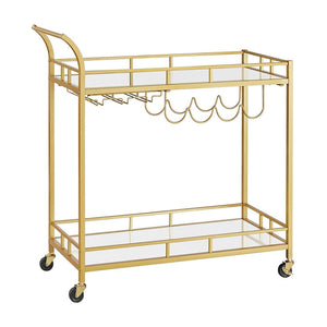 Vasagle Gold Bar Serving Wine Cart With Wheels And Bottle Holders Lrc090a03