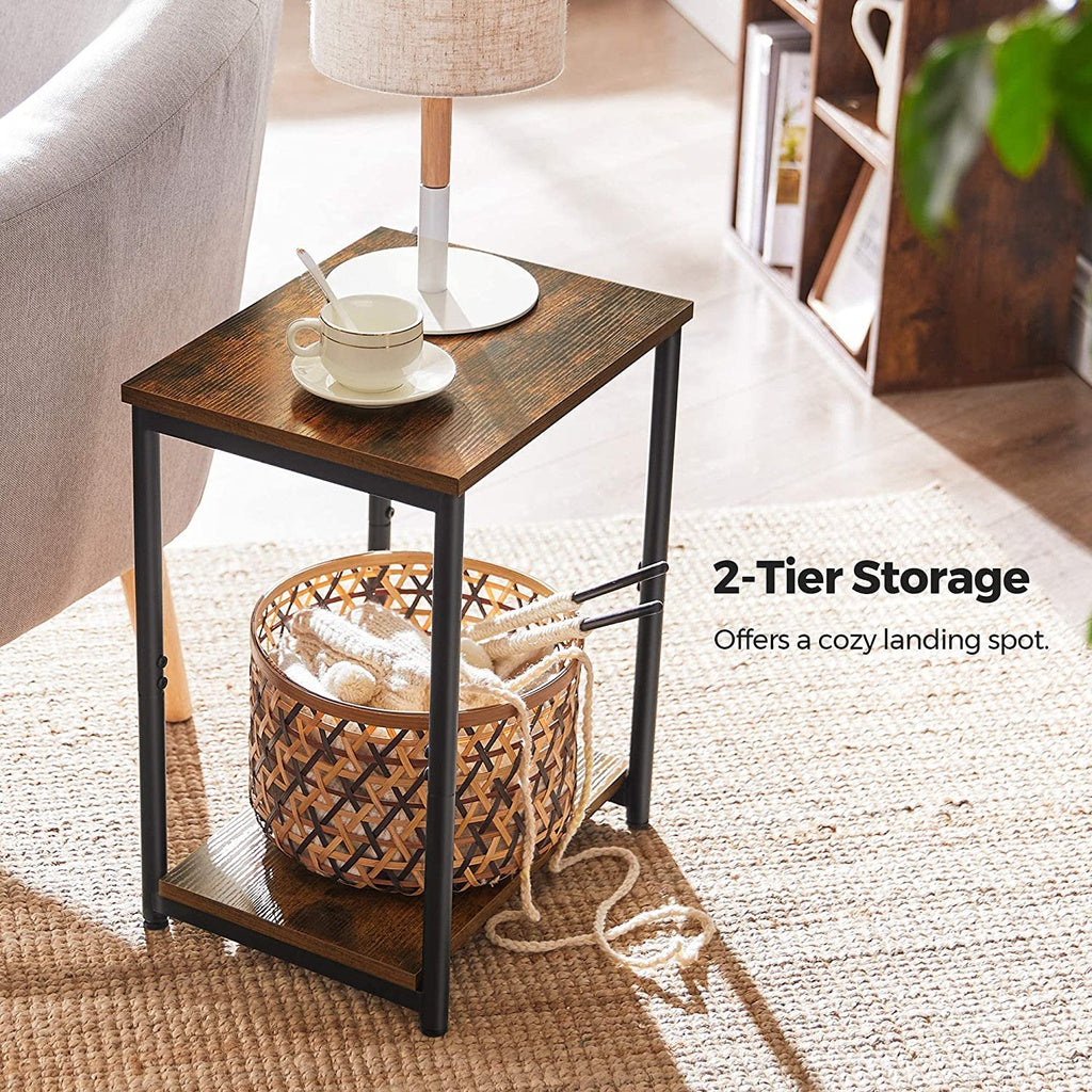 Vasagle Side Table Set Of 2 Vintage Brown With Storage Shelf Let272b01