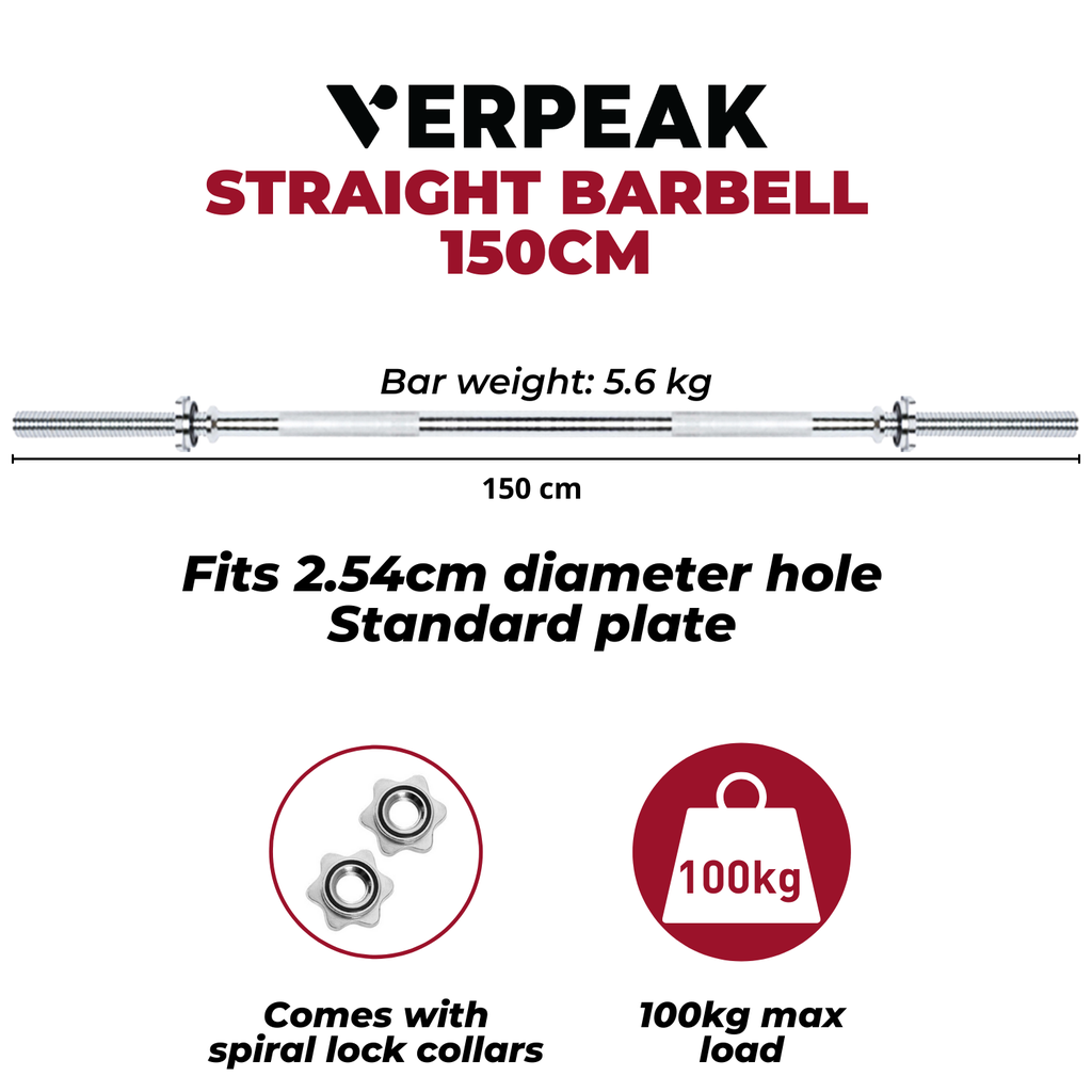 Verpeak Standard Barbell 150Cm Straight Vp-Bb-109-Ac