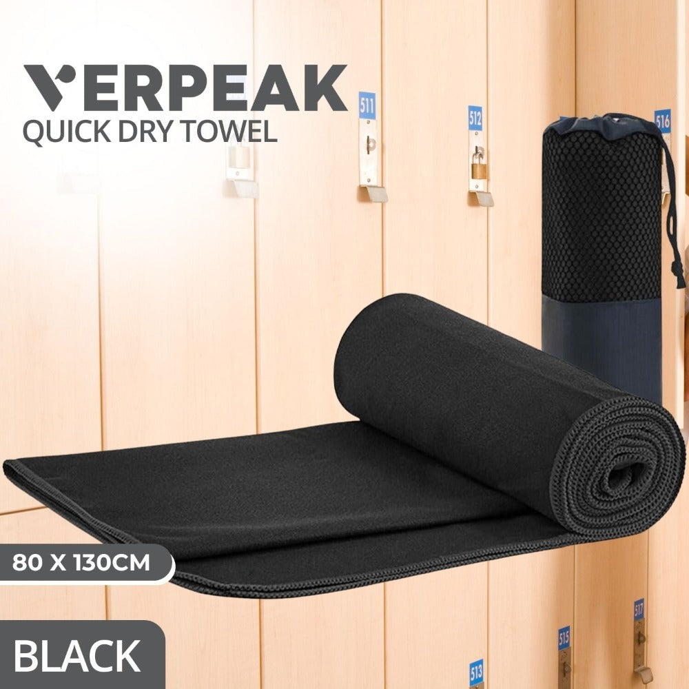 Verpeak Quick Dry Gym Sport Towel 80*130Cm (Black) Vp-Qdt-100-Jljd