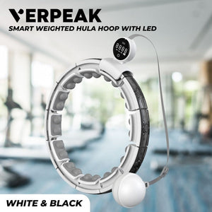 Verpeak Smart Weighted Hula Hoop With Led Counter Display And 16 Detachable Knots (White Black) Vp-Whh-102-Gd